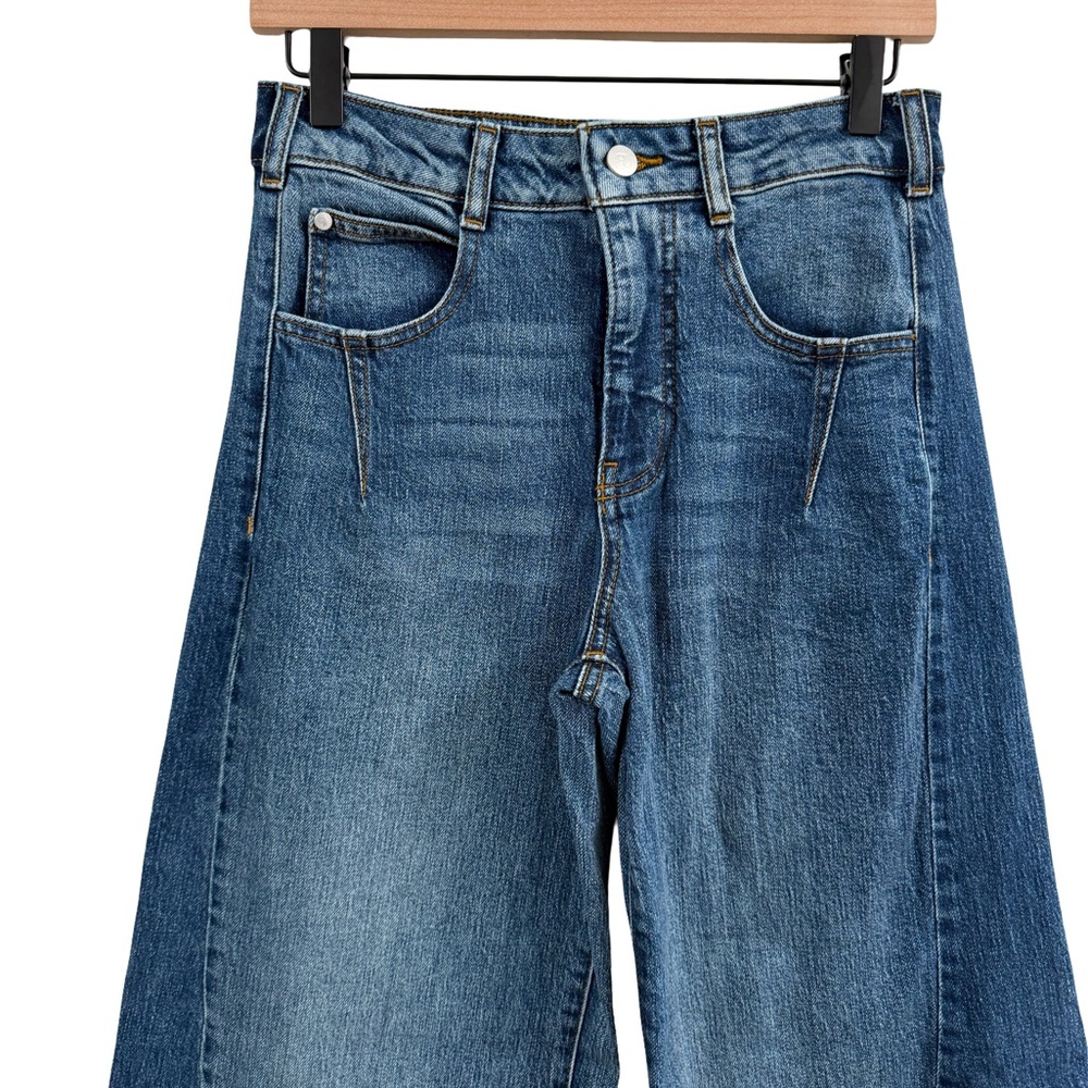 Pilcro Anthropology Two-Tone Blue Flare Jeans - Picture 2 of 10
